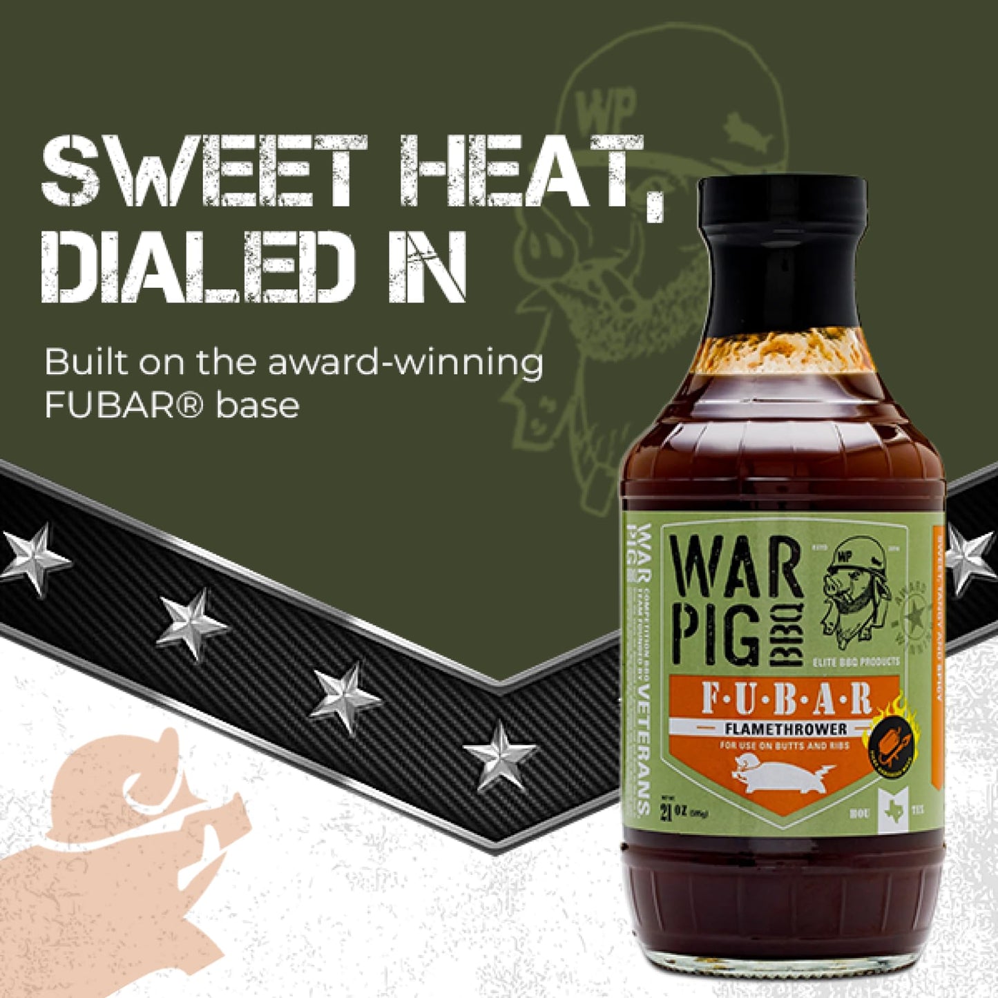 WarPig BBQ FUBAR Flamethrower BBQ Sauce - Spicy Habanero Texas Style Barbecue Sauce for Ribs, Wings, and Pulled Pork - Sweet & Smoky Heat BBQ Sauce