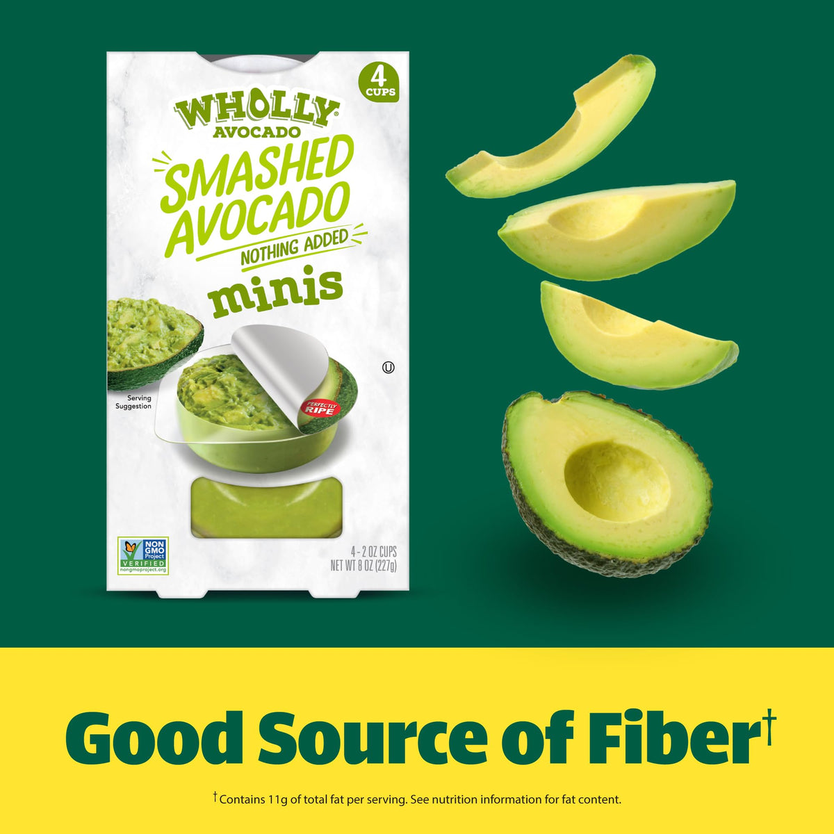 Wholly Avocado Smashed Avocado Minis, 2 oz Plastic Cup (Pack of 4)