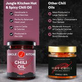 Jungle Kitchen Spicy Crunchy Garlic Chili Oil Vegan & Gluten-Free - Spicy Chili Crisp- Crunchy Garlic Chilli Oil Spicy Great Sauce & Toppings