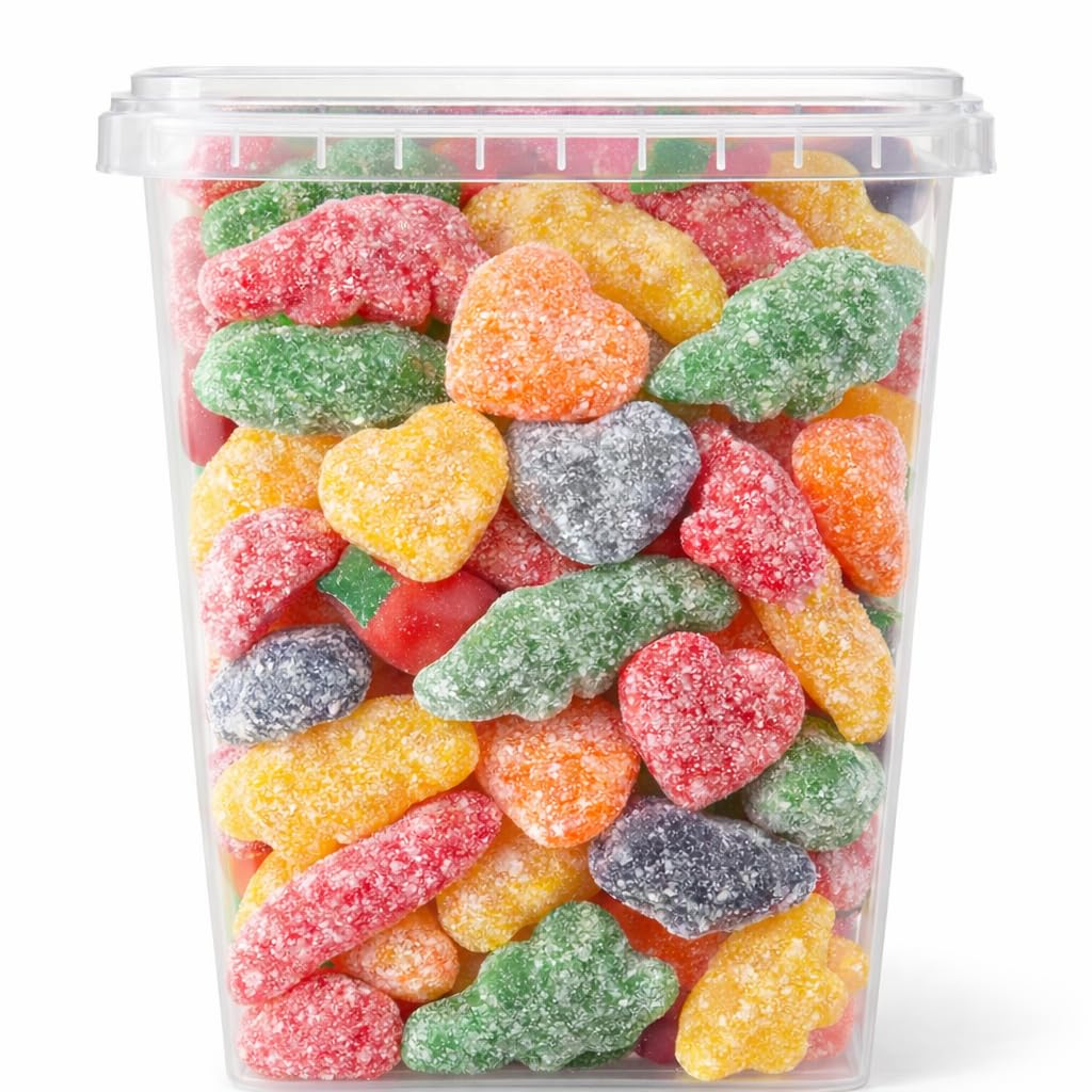 Assorted Fruit Jelly Candy Mix - 1 lb Bulk Jelly Candy Variety - Sour Jelly Worms, Dinosaur Jellies & Heart-Shaped Fruit Jellies - Firm Chewy Candy