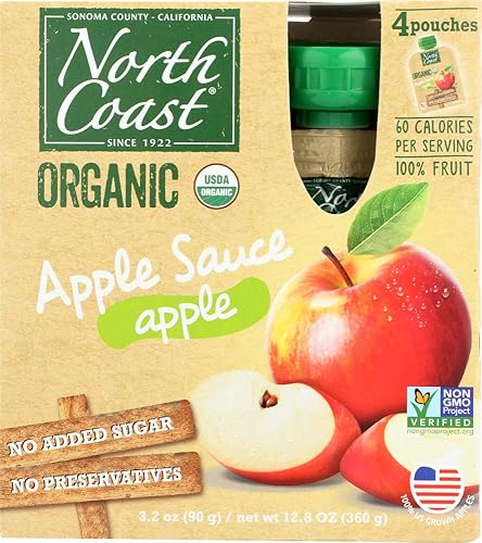 North Coast Organic Apple Sauce 4ct Pouches (Pack of 4)4