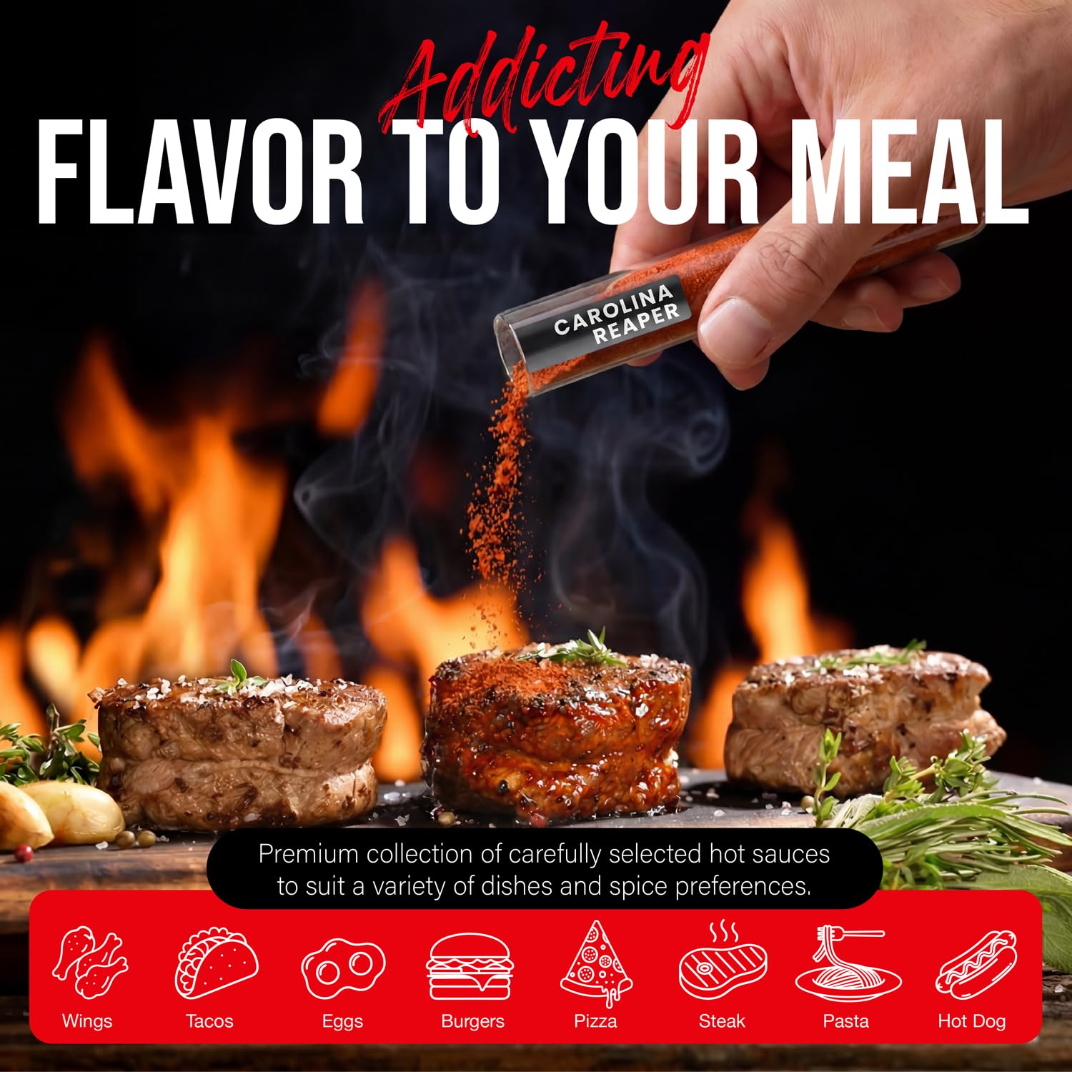 KITSY BOX Premium Pepper Powder Variety Pack - 10 Gourmet Chili Powders from Mild to World's Hottest | Ghost Pepper, Carolina Reaper, Habanero