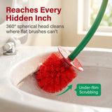 Toilet Bowl Brush with Holder Set: 360°Under Rim Toilet Scrubber Cute Cherry 2pcs-Heavy Duty Scrubbing Bristles for Apartment Bathroom