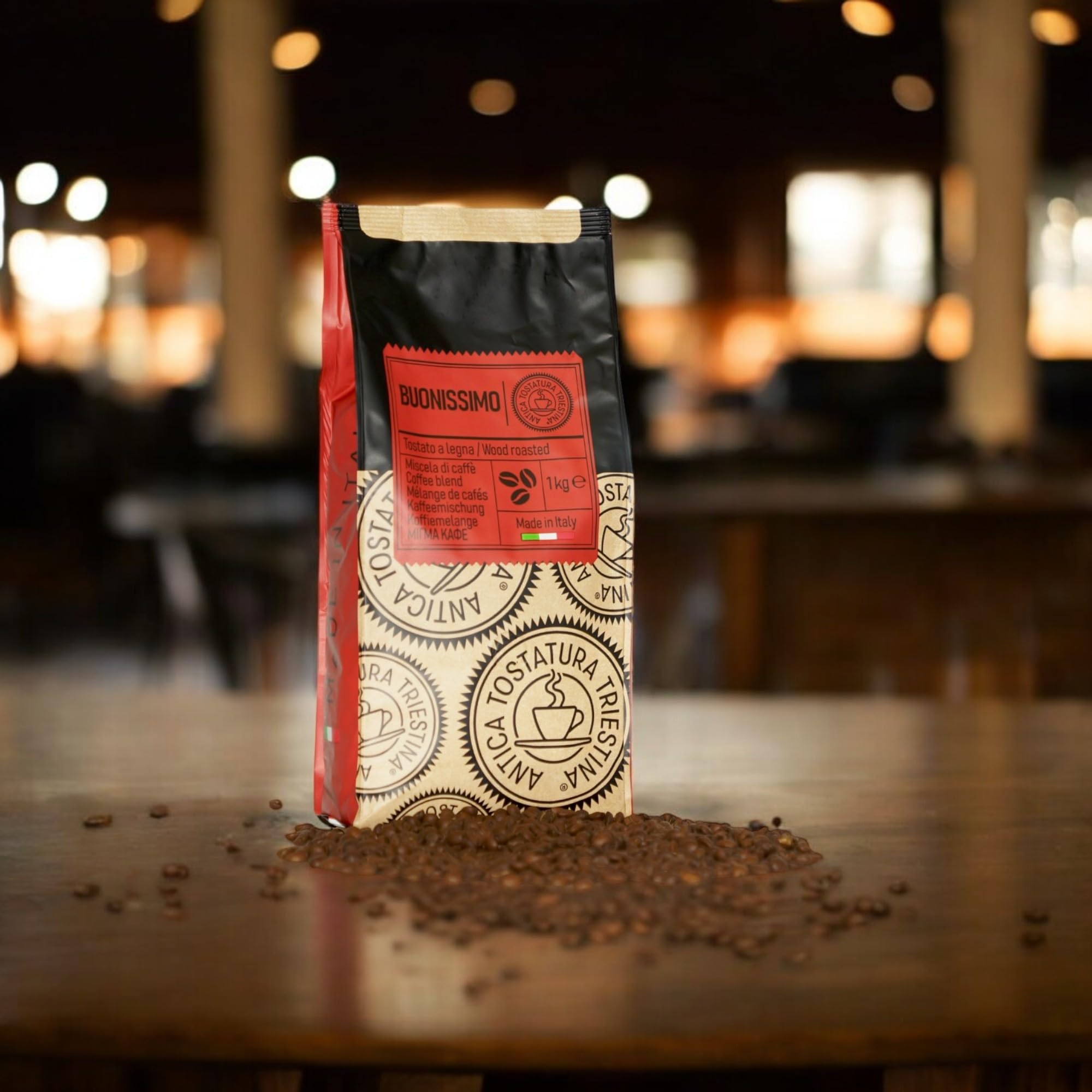 Italian Coffee Beans, Whole Bean Espresso Blend, Medium Roast, 2.2 lb (1 kg) - Wood-Roasted Buonissimo, Antica Tostatura Triestina