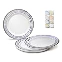 " OCCASIONS " 120 Plates Pack, Heavyweight Disposable Wedding Party Plastic Plates (10.5'' Dinner Plate, Odyssey in White/Blue & Gold)