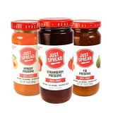 Just Spread 100% Fruit Preserve | Made with Real Fruit Pieces & Only 4 Ingredients | Gluten Free, Vegan, Non GMO, No Added Sugar | 10oz, 3 Pack (3