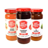 Just Spread 100% Fruit Preserve | Made with Real Fruit Pieces & Only 4 Ingredients | Gluten Free, Vegan, Non GMO, No Added Sugar | 10oz, 3 Pack (3