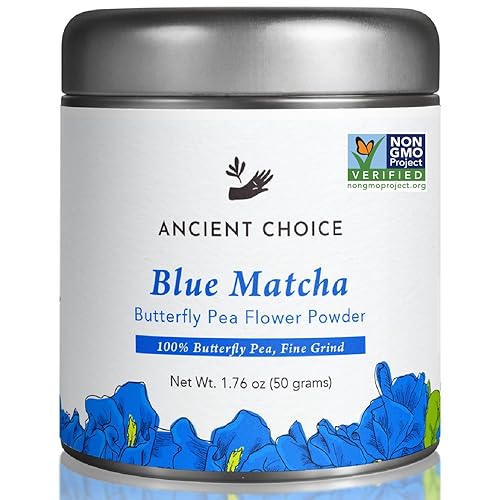 Ancient Choice - Blue Matcha (50 grams) | Butterfly Pea Flower Powder Tea | Medium Grind | Sun-dried in Thailand | Non-GMO | No Plastic | Non-Plastic