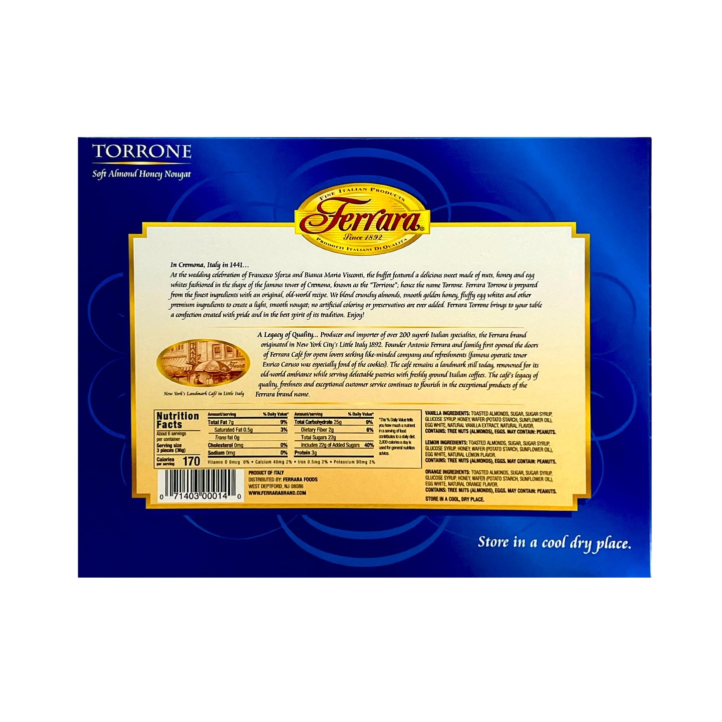 Torrone Nougat Candy, 18 Assorted Pieces (Ferrara) NET WT 7.62 216g
