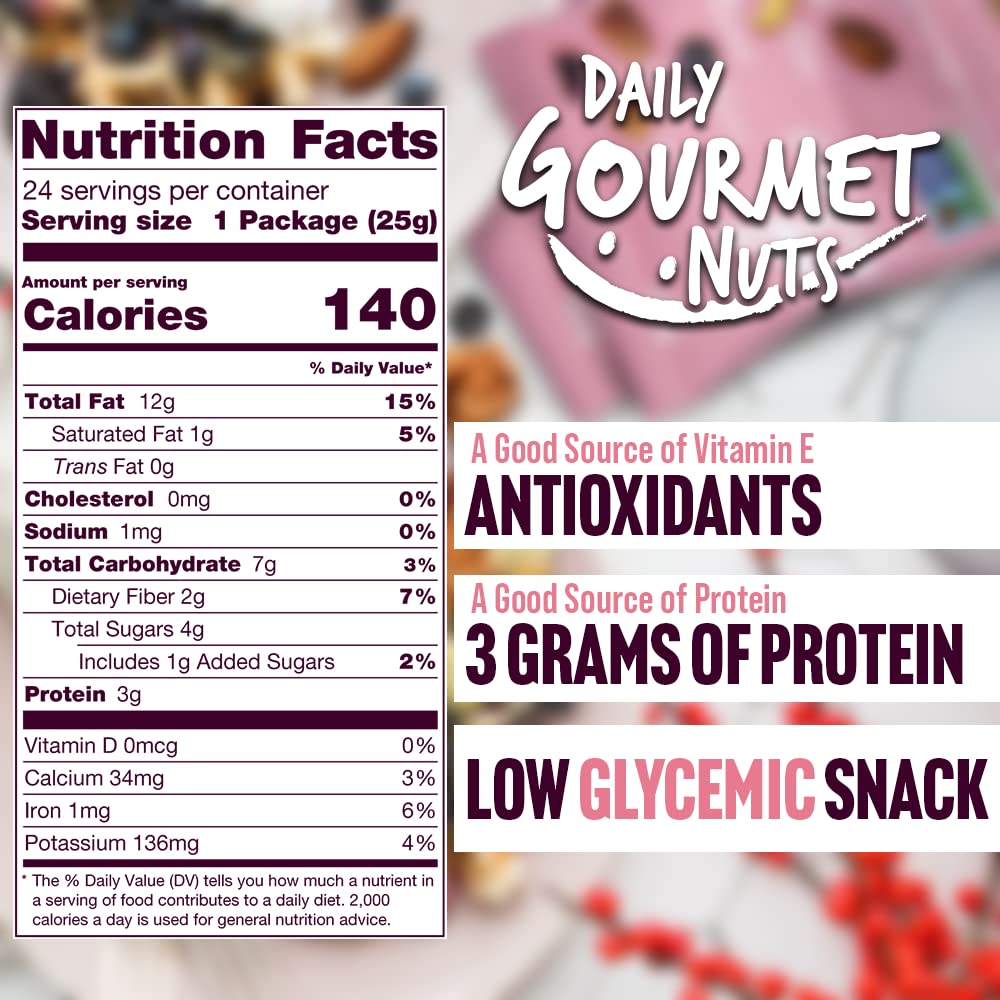 Daily Gourmet Nuts - Unsalted Mixed Nuts Snack Packs/Individually Wrapped Snacks/Nut Snacks/No Peanuts/Healthy Trail Mix Individual Packs/Deluxe