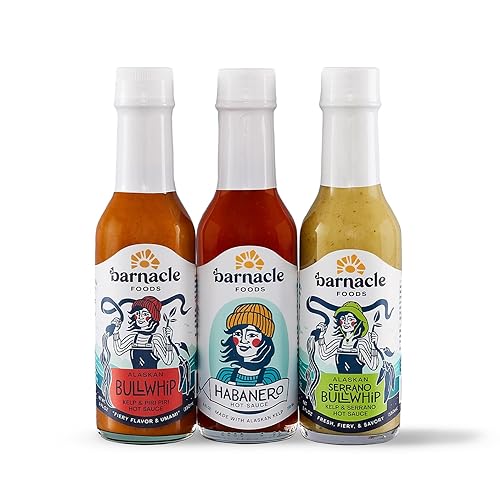 Barnacle Foods Bull Kelp Hot Sauce Variety Pack - Bullwhip Kelp, Serrano & Habanero - Made in Alaska - Delicious Flavor & Heat, Packed with Vitamins