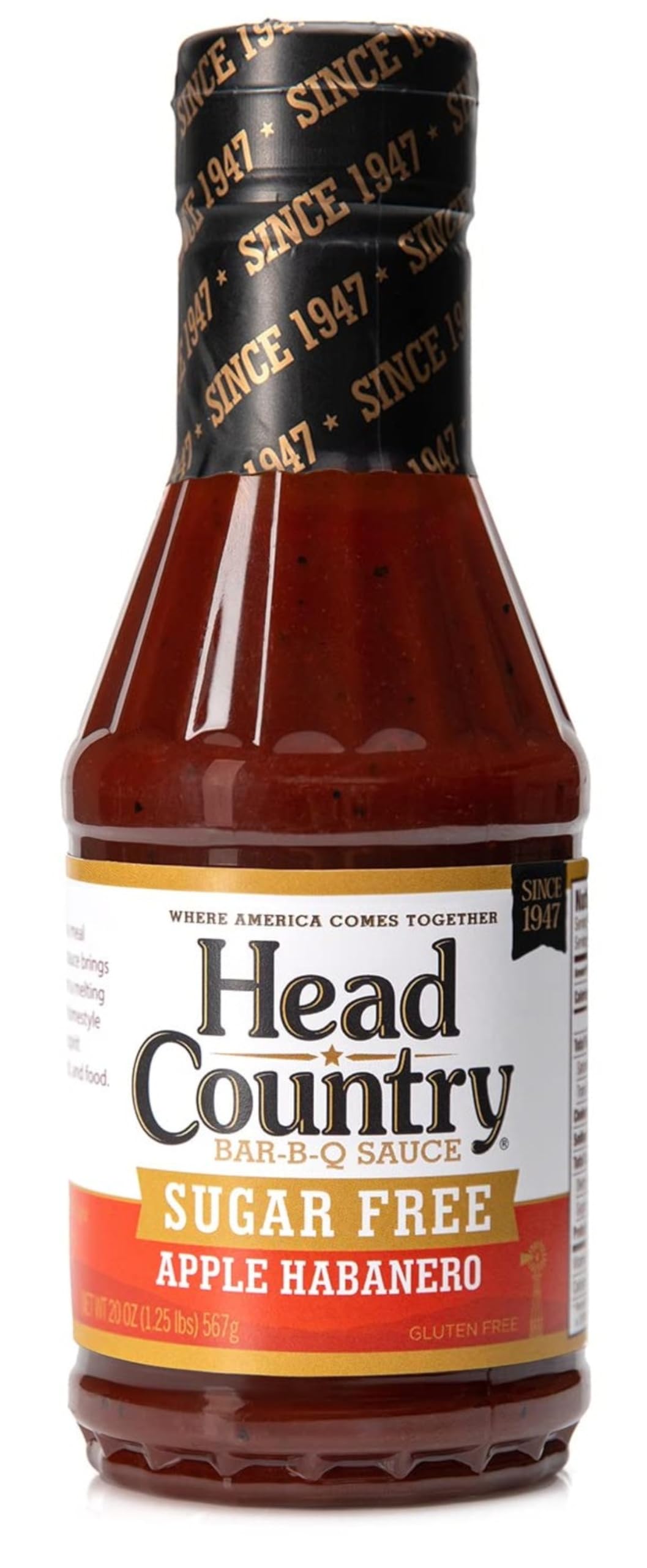 Head Country Sugar Free Bar-B-Q Sauce, Apple Habanero | Gluten Free BBQ Sauce With No Allergens & Zero Sugar | Sweet Apple & Spicy Habanero BBQ Sauce