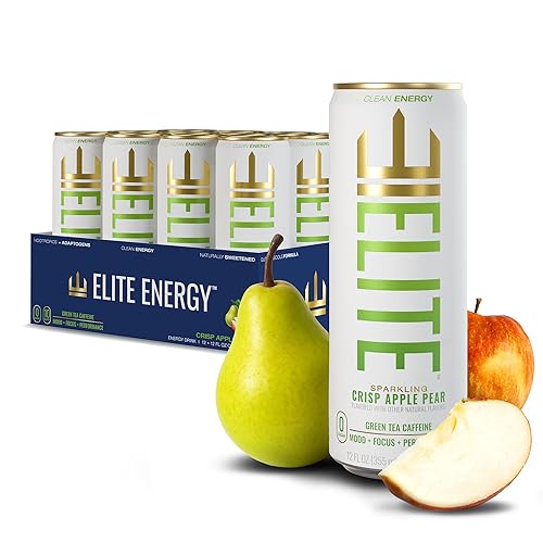 ELITE Energy - Energy Drink Sugar Free - Clean Green Tea Caffeine with L-Theanine - Zero Sugar, 10 Calories, Naturally Sweetened Functional Energy