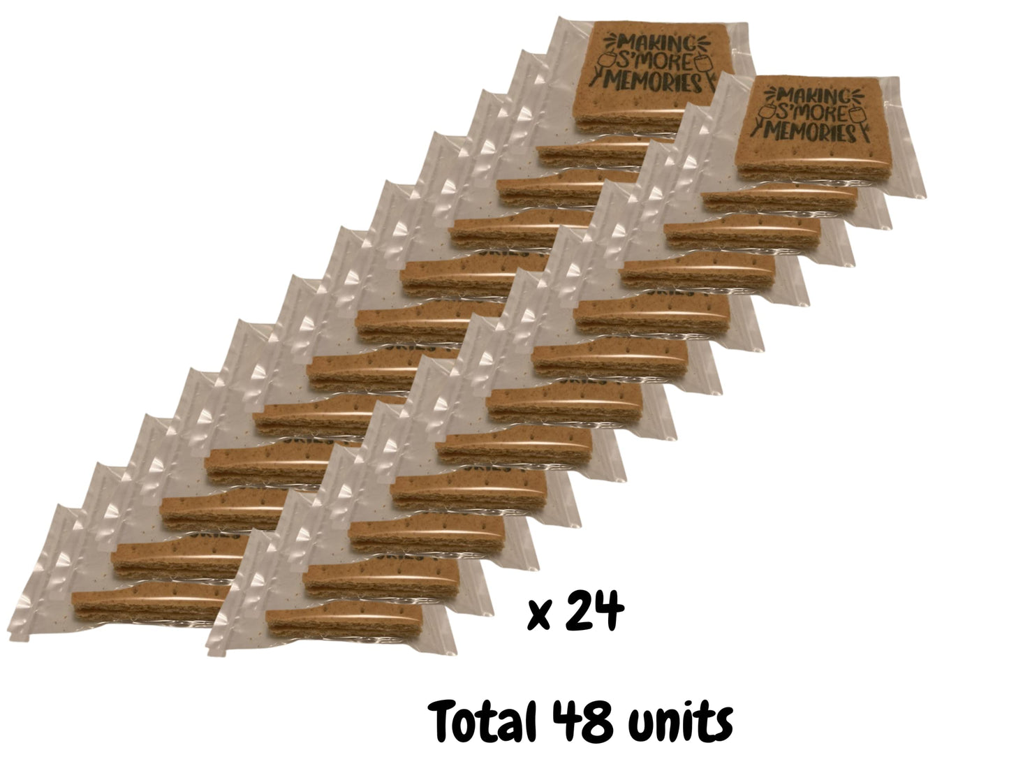 Graham Crackers | Individually Wrapped | 24 x 2 sets = 48 units | SMORES design | Ready for S'mores or Snacks (SMORES)