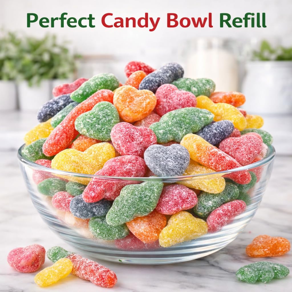 Assorted Fruit Jelly Candy Mix - 1 lb Bulk Jelly Candy Variety - Sour Jelly Worms, Dinosaur Jellies & Heart-Shaped Fruit Jellies - Firm Chewy Candy