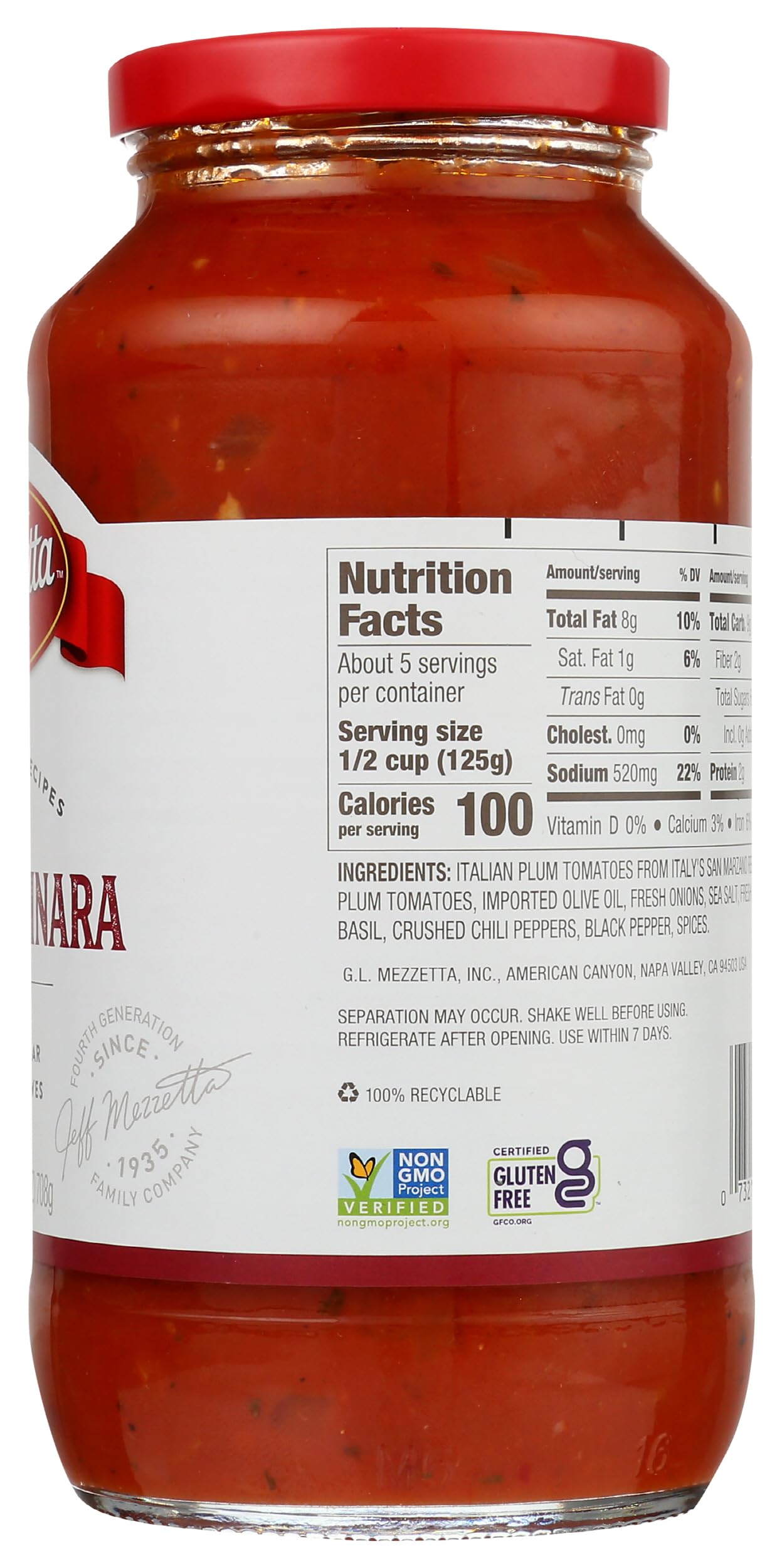 Mezzetta, Sauce Pasta Marinara Spicy, 25 Ounce