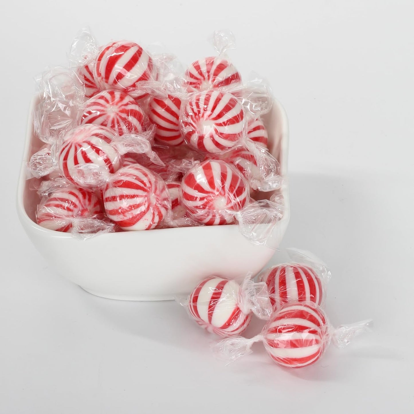 Peppermint Candy Balls - 5 lb Bulk - Red & White Striped Hard Mints - Individually Wrapped Mint Hard Candy