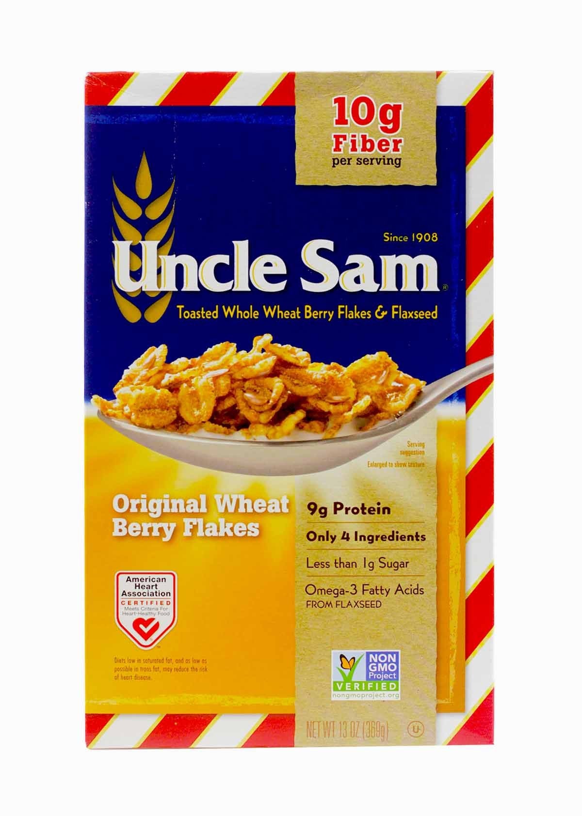 Uncle Sam Toasted Whole Wheat Berry Flakes and Flaxseed, 10-Ounce Boxes (Pack of 4)