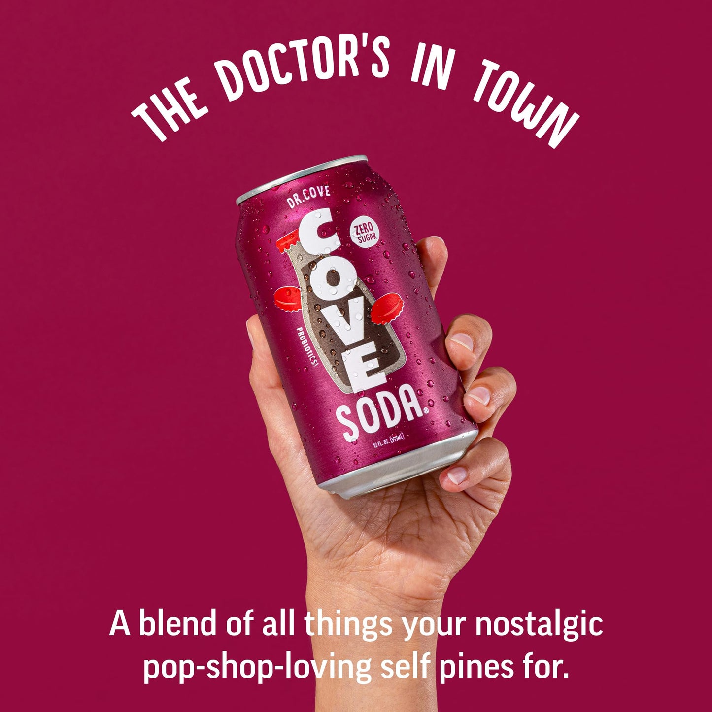 Cove Probiotic Soda, Zero Sugar Better-For-You Alternative - Refreshing, Delicious Probiotic Drink, No Synthetic Colors & Caffeine Free - Dr. Cove, 12