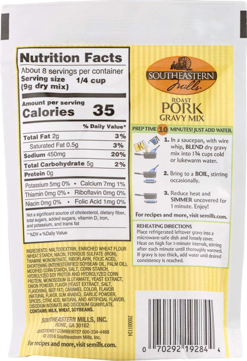 Southeastern Mills Roast Chicken, Roast Pork or Classic Brown Gravy Mix (Roast Pork, 4 Packets)