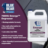 BLUE BEAR 700DG Emerge Degreaser Low-Odor, Biodegradable Cleaner Removes Oil, Grease, Dirt & Grime from Concrete, Tile, Wood, Stone & Tools Safe