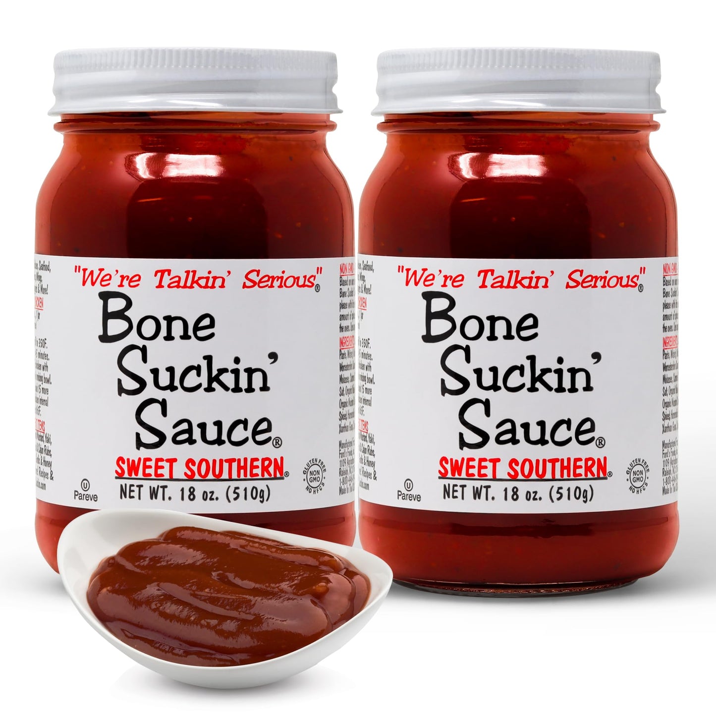 Bone Suckin' Sauce Sweet Southern BBQ Sauce, Gluten-Free, Non-GMO, Kosher, Barbecue Sauce Sweetened with Cane Sugar & Molasses, All-Purpose Barbecue