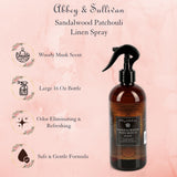 Abbey & Sullivan Linen Spray, Sandalwood & Patchouli, Warm and Earthy Odor Eliminating Scent, Pack of 2, 16 oz