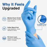 Schneider Blue Vinyl Synthetic Exam Gloves, Large, Box of 100, 4 Mil, Powder-Free, Latex-Free, Non-Sterile, Disposable Gloves