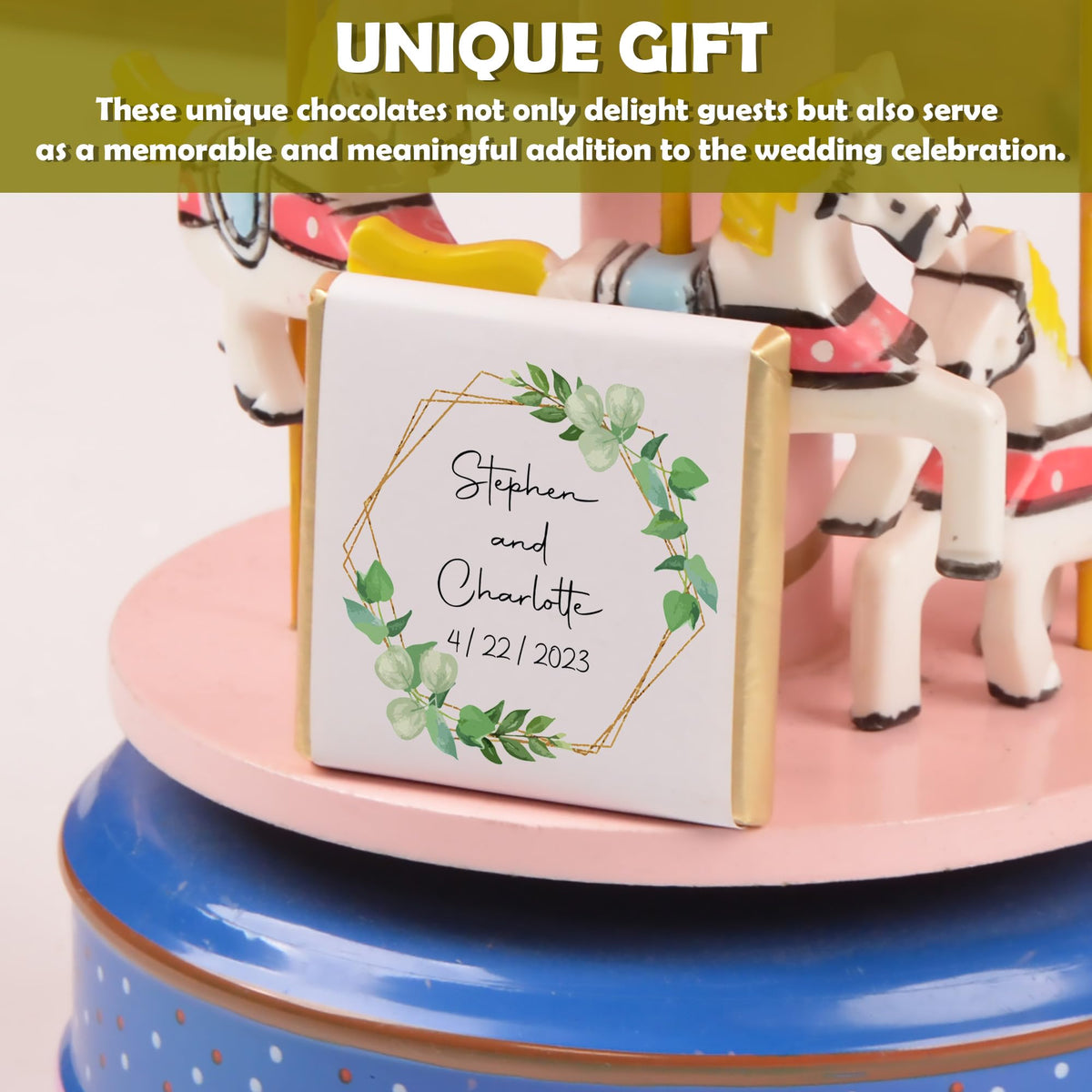 Set of 50 Personalized Wedding Chocolate, Custom Chocolate Wedding Favors for Guests, Customizable Wedding Gift, Unique Design for Wedding, Bridesmaid