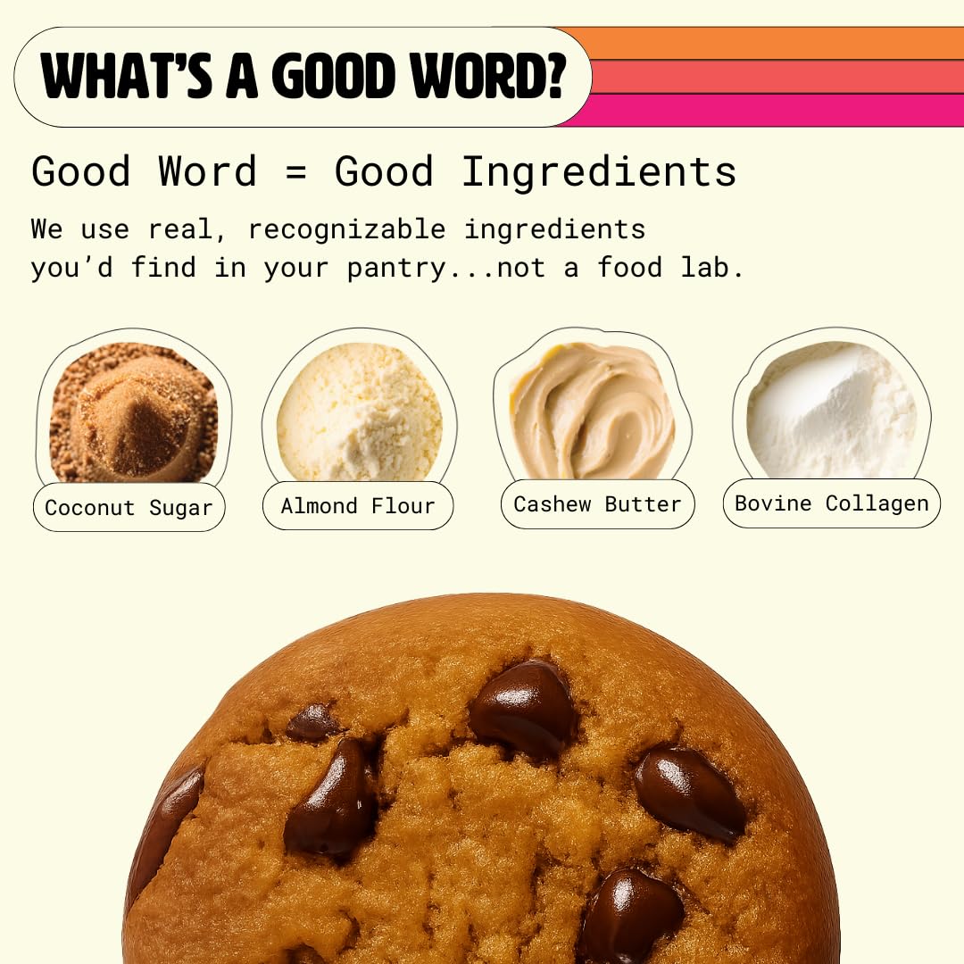 Good Word, Soft & Chewy Peanut Butter Protein Cookie, 10g Protein, Gluten Free, Dairy Free, No Refined Sugar, 1.69 oz