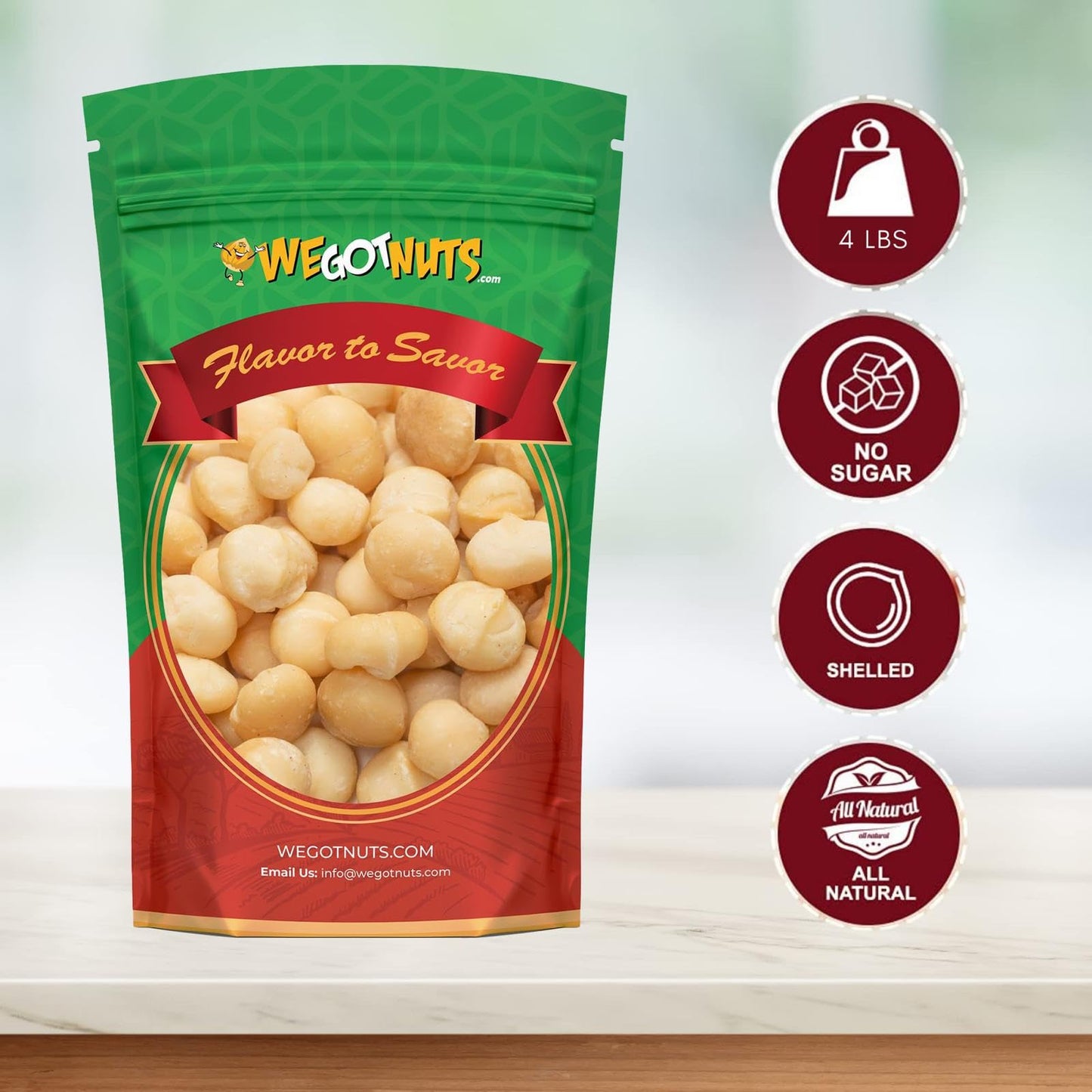 Raw Deluxe Macadamia Nuts - 4 lbs - Shelled & Unsalted Premium Quality Kosher Raw Macadamia Nut Snack Pack By We Got Nuts - Natural Gourmet Fresh