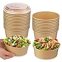 Giwrmu 25 oz 25 Pcs Disposable Meal Prep Containers with Lids, Disposable Paper Bowls with Clear Lids, 750 ML Round Shape Disposable Food Containers