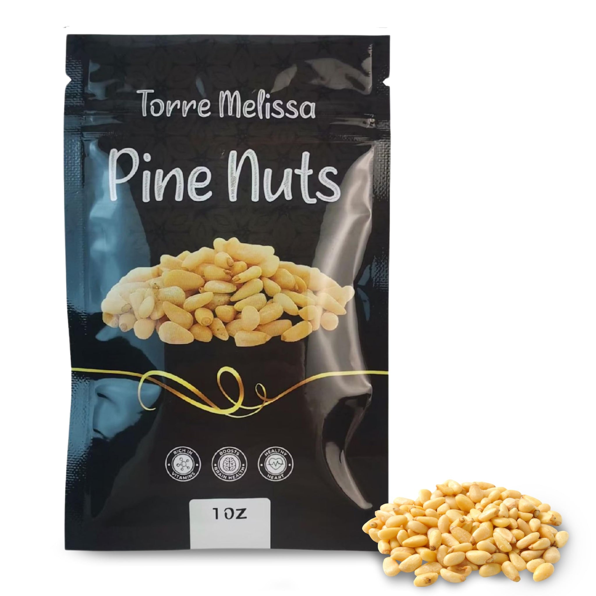 Torre Melissa Pine Nuts (Pack of 10) - 1oz Individual Bags - RAW, Kosher Certified, Gluten-Free, Non-GMO - Premium Whole Pine Nuts for Snacking