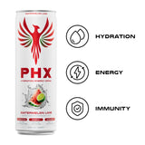 PHX Hydration Energy Drink - 700mg Electrolytes, 200mg Natural Green Tea Caffeine, 100% Daily Value 8 Essential Vitamins - 12 oz Cans (12 Pack) (12