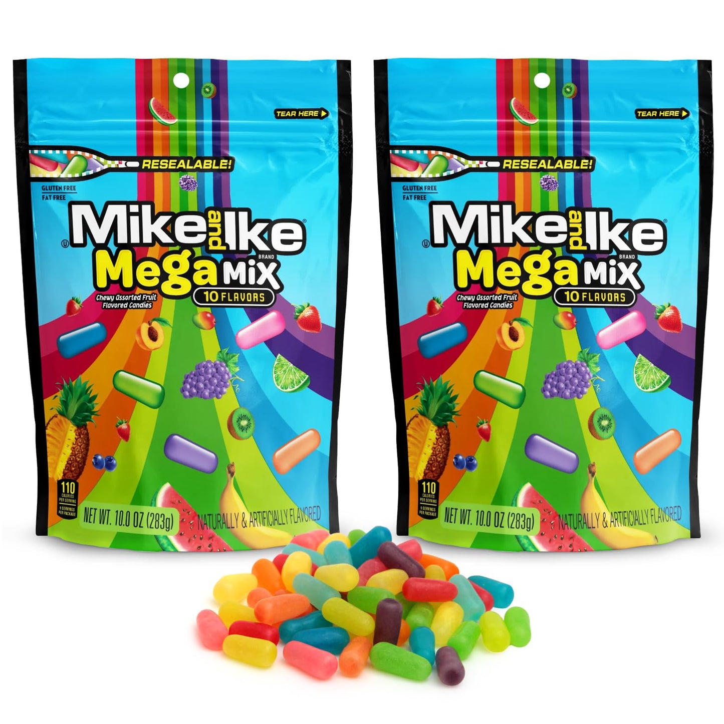 Mike and Ike Mega Mix Candy, 2 Pack of Movie Theater Candy Boxes 10OZ Each, Ideal Mike and Ike Candy for Your Favorite Films, Perfect Theater Box