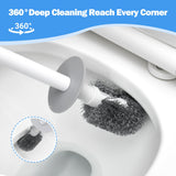 Toilet Brush and Plunger Set, 3 in 1 Toilet Bowl Brush and Holder with Crevice Cleaning Brush Wall Mounted Household Bathroom Cleaning Tools Plunger