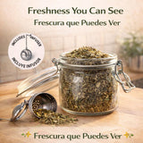 Damiana Leaf Te - 4 oz (113g) Loose Herbal Tea + Stainless Steel Tea Infuser - 100% Natural Turnera diffusa - Authentic Mexican Origin