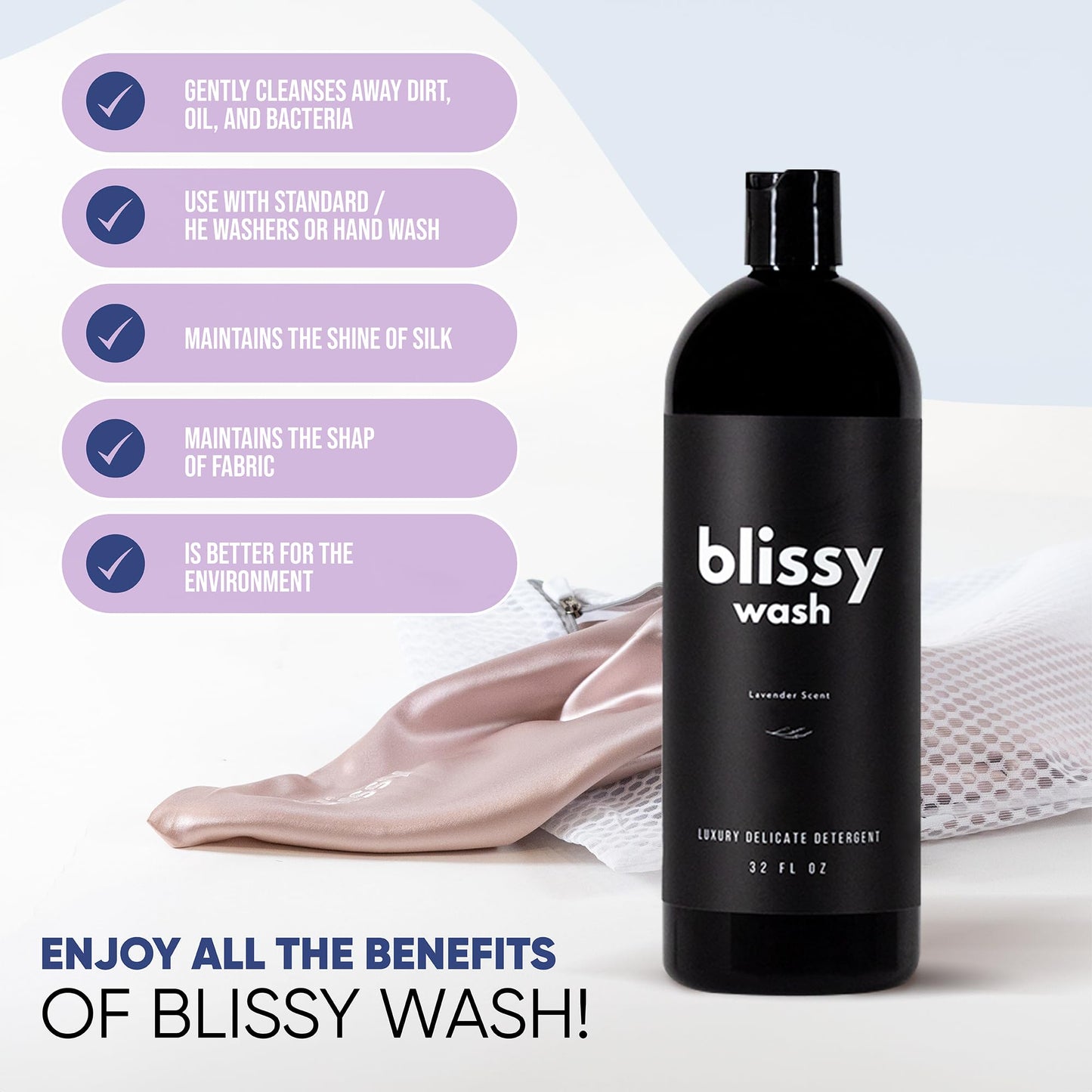 Plant Based Natural Laundry Detergent - Wool, Silk & Cashmere Detergent for Washing Machine - Naturally Scented with Lavender Oil - Silk Detergent