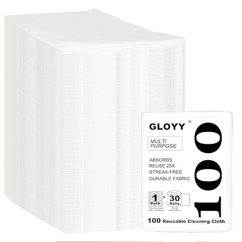 GLOYY Disposable Dish Cloth and Cleaning Handi Wipes, 100ct, Multi-Use Rags for Kitchen, Bathroom and Windows, White