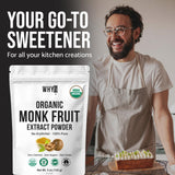 Organic Monk Fruit Extract, 5 oz, Pure Monk Fruit Sweetener Organic No Erythritol and Zero Calorie, Sugar Substitute, Powdered Monkfruit Sweetener