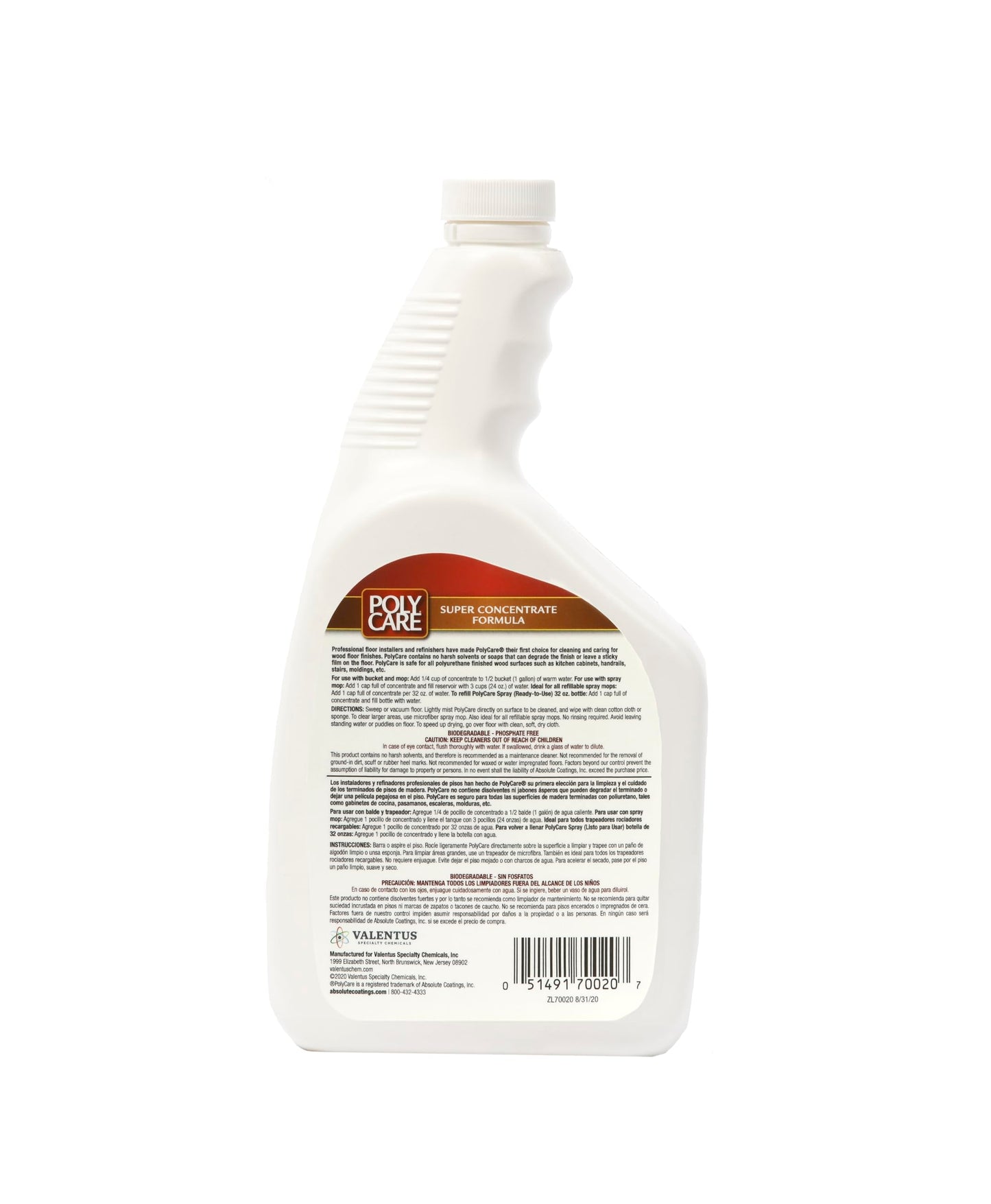 PolyCare Hardwood Floor Super Concentrate Cleaner - 32 Fl Oz - Fresh - Refill for Spray Mops and Spray Bottles - Residue-Free Floor Cleaning Solution
