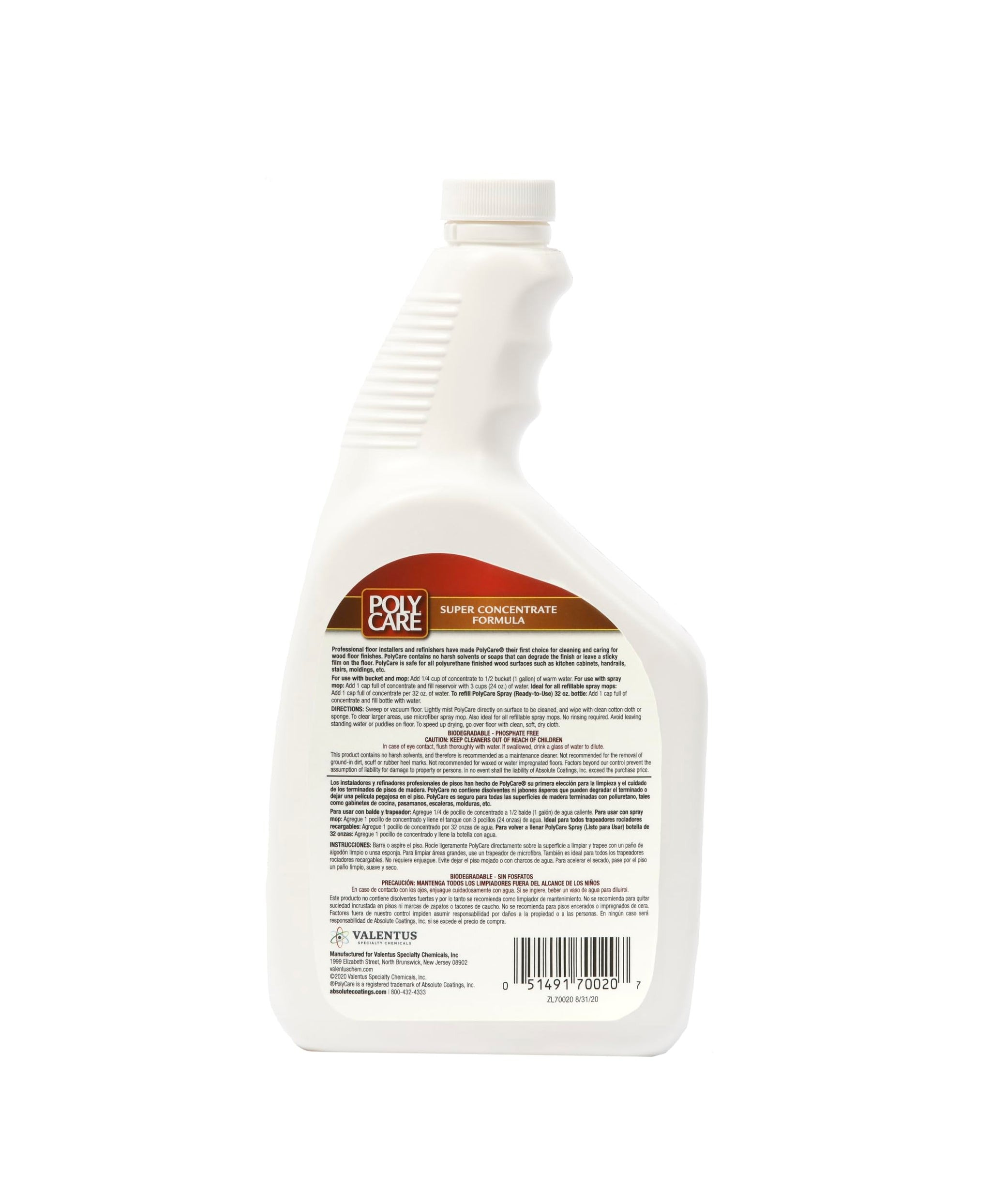 PolyCare Hardwood Floor Super Concentrate Cleaner - 32 Fl Oz - Fresh - Refill for Spray Mops and Spray Bottles - Residue-Free Floor Cleaning Solution