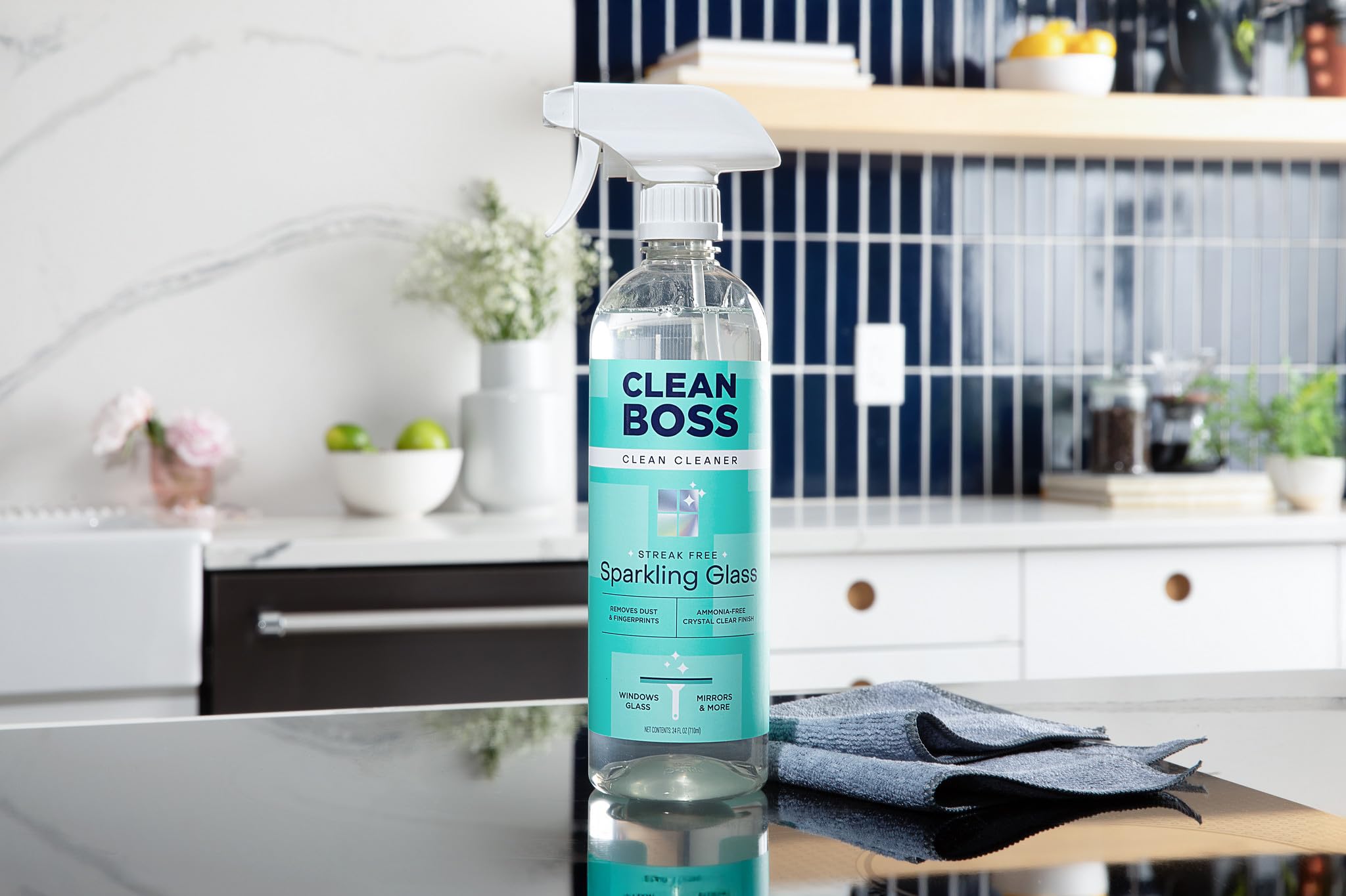 CleanBoss Sparkling Glass Cleaner, Streak-Free Formula for Windows and Mirrors, Plant-Powered (2)