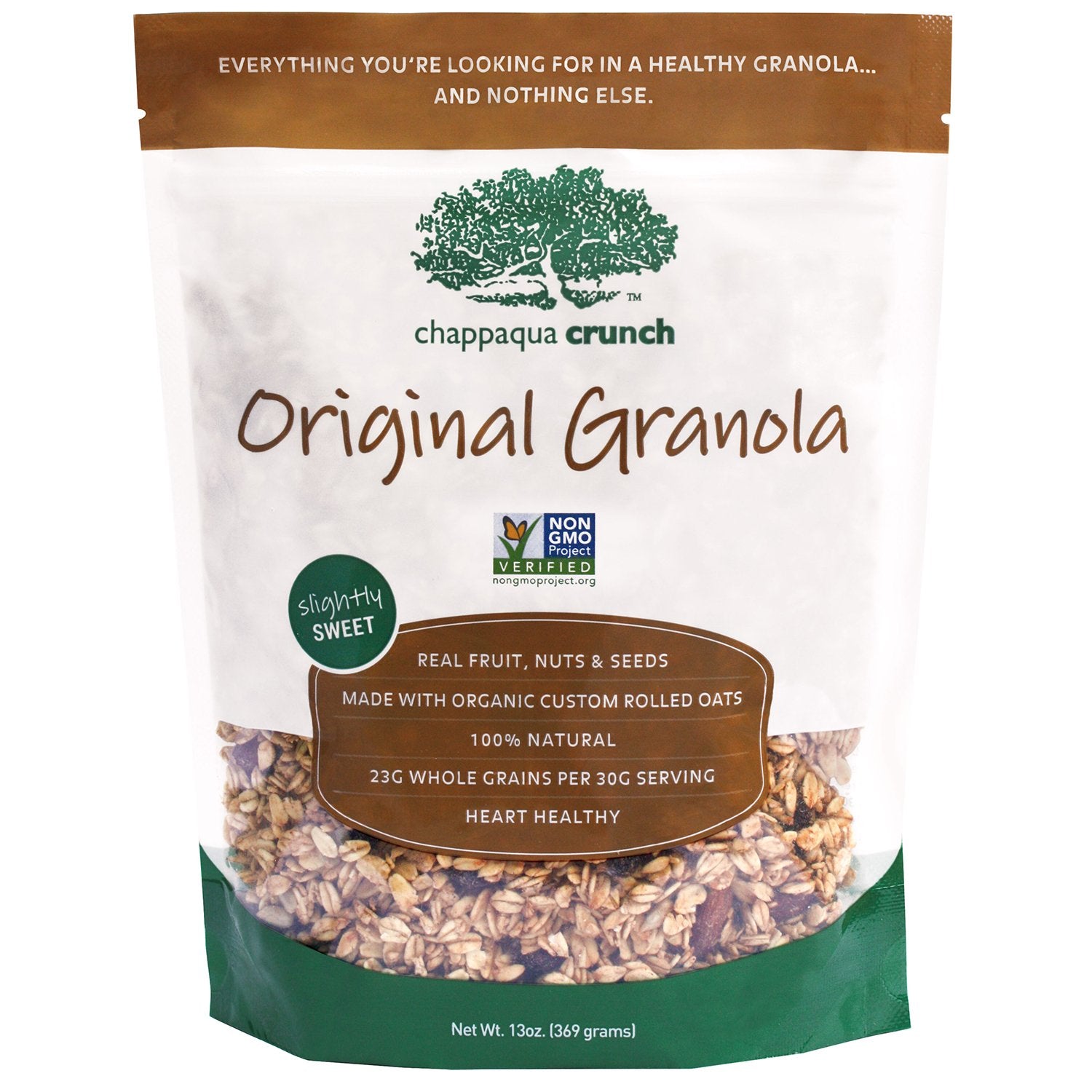 Chappaqua Crunch Simply Granola, Original Flavor - Custom Rolled Oats with Roasted Almonds, Raisins, and Sunflower Seeds - Slightly Sweet, Heart