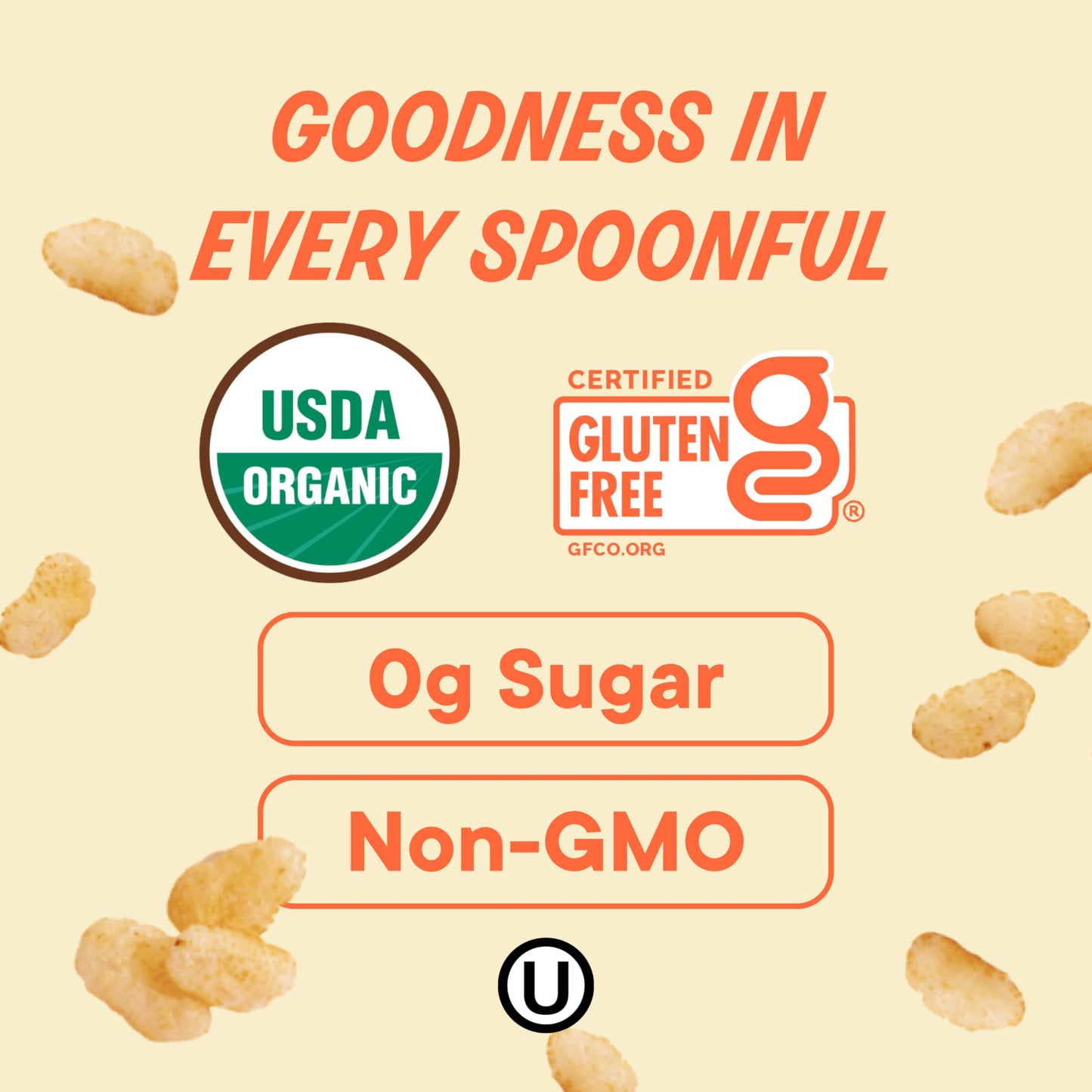 The Real Cereal Company, Organic Rice Crisps Cereal, 8.4 oz, Zero Sugar, Gluten Free, Non-GMO