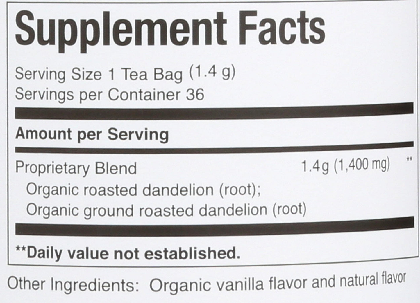 Republic of Tea Organic Dandelion Superherb Tea Bags, 36 CT