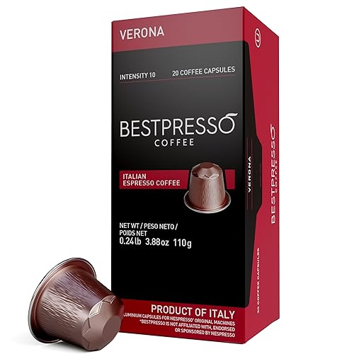 Bestpresso Coffee for Nespresso Original Machine 120 Aluminum pods Certified Genuine Espresso Verona Blend (High Intensity) Pods Compatible