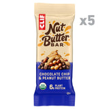 CLIF Nut Butter Bar - Chocolate Chip & Peanut Butter - Filled Energy Bars - Non-GMO - USDA Organic - Plant-Based - Low Glycemic - 1.76 oz. (5 Pack)