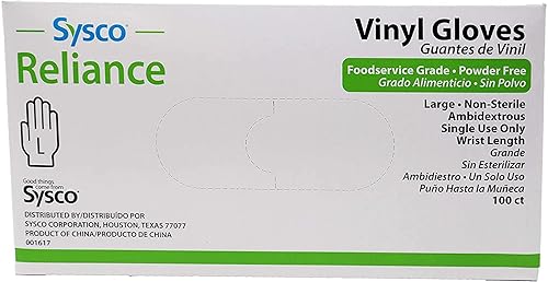 Sysco New Disposable Vinal Gloves Large 100 Per Box…