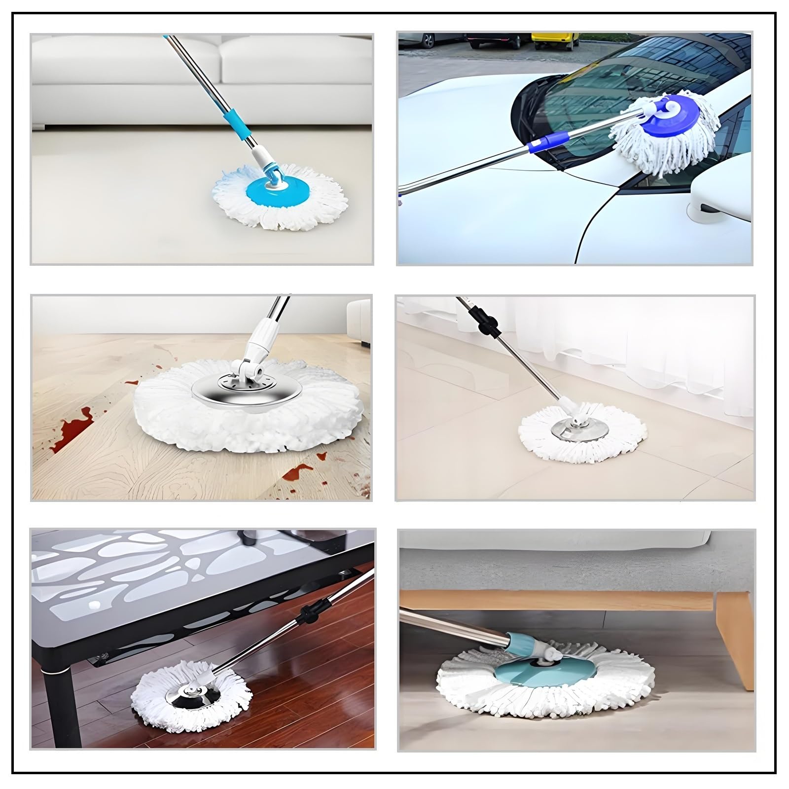 YOQXHY 6 Pack Spin Mop Replacement Heads, (6.3 Inch,Round) Microfiber Mop Refills Compatible with Hurricane, Mopnado, Libman, Simpli Magic and Other
